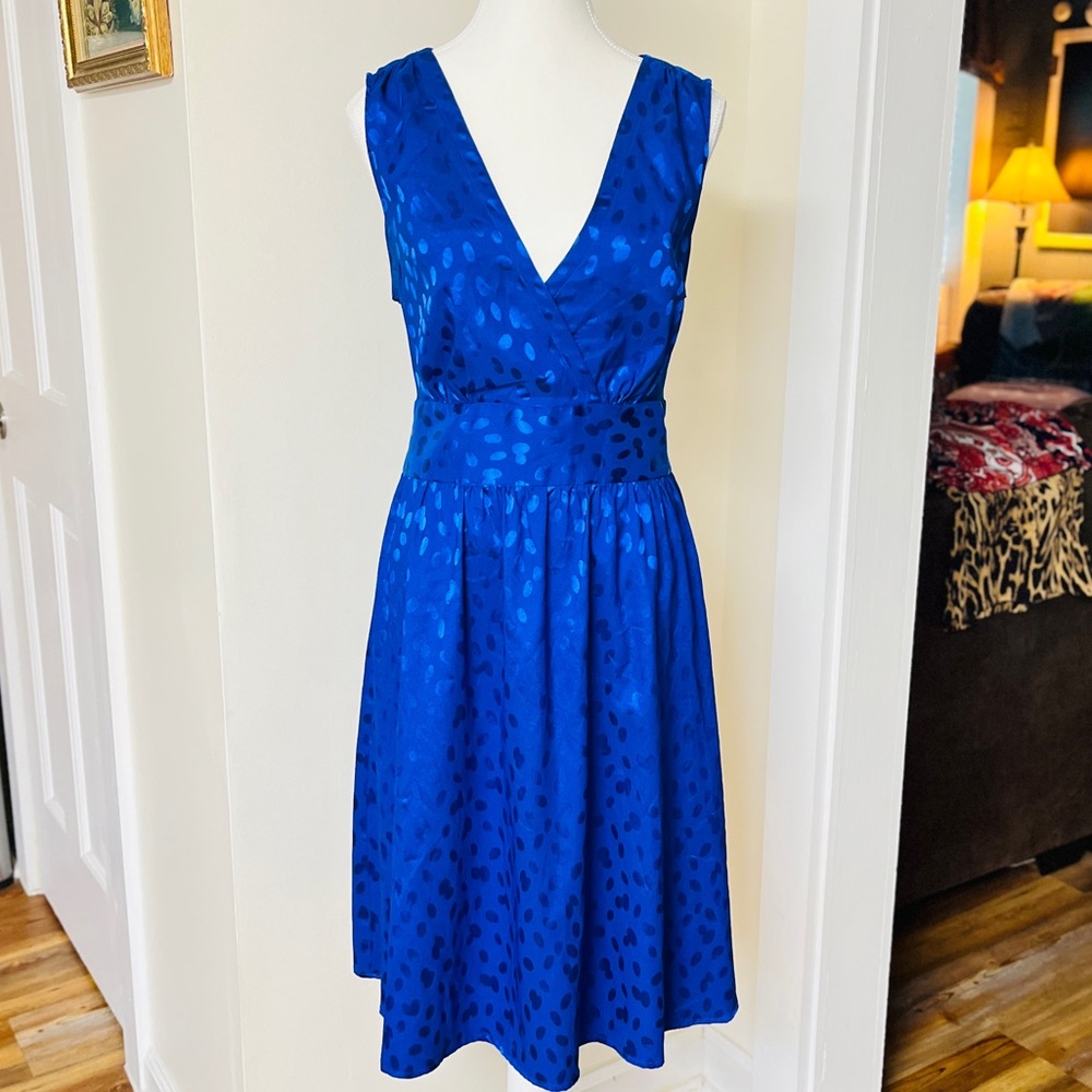 George Dress Blue Sleeveless, Sz 12, EUC, blue print on print, P2P 19”